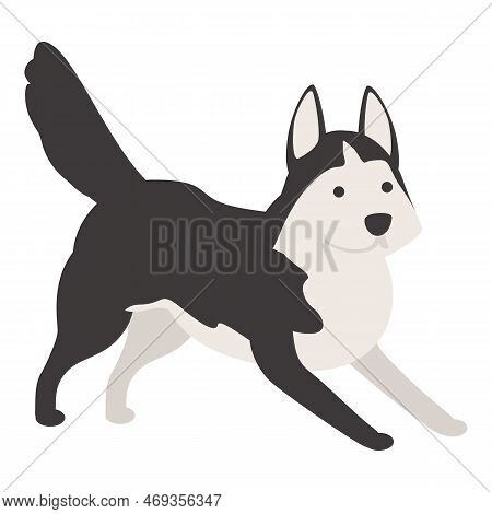 Husky Character Icon Cartoon Vector. Siberian Dog. Happy Animal