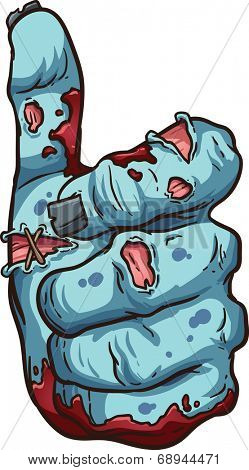 Zombie thumbs up hand sign. Vector clip art illustration with simple gradients. All in a single layer. 