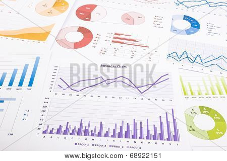 Colorful Graphs, Data Analysis, Marketing Research And Annual Report Background,