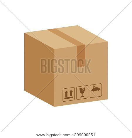 Crate Boxes 3d, Cardboard Box Brown, Flat Style Cardboard Parcel Boxes, Packaging Cargo, Isometric B