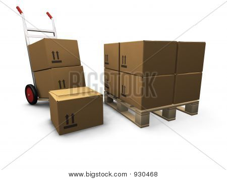 Hand Truck With Boxes