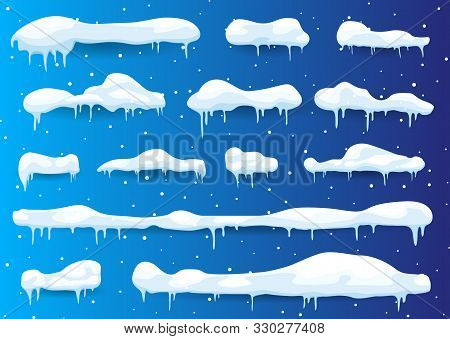 Snow Elements. Set Of Isolated Snow Cap. Snow Cap Vector Collection.  Snow Cap For Design And Decora