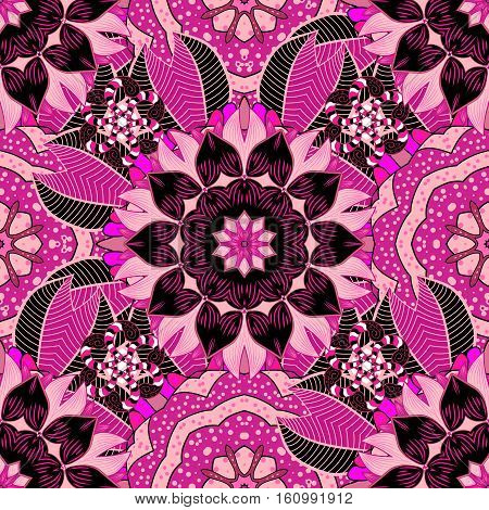 Mandalas Background. Red Pink. Petal. Vector Illustration.