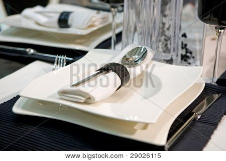 Luxurious dinner in black and white