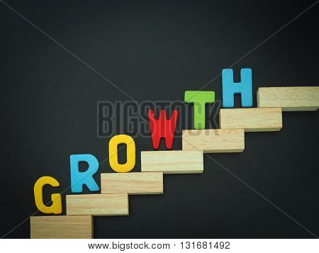 Wood block stacking as step stair with colorful of 