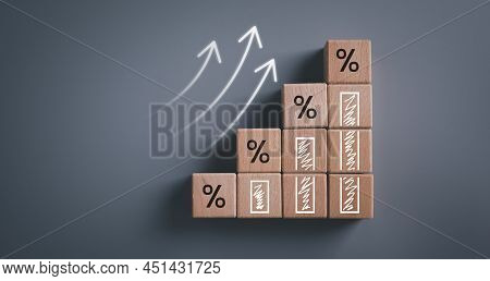 Business Development To Success And Growing Growth Concept, Wooden Blocks With Percentage Sign And A