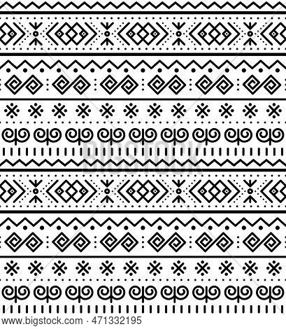 Slovak Tribal Folk Art Vector Seamless Geometric Pattern Inspired By Traditional Painted Houses From