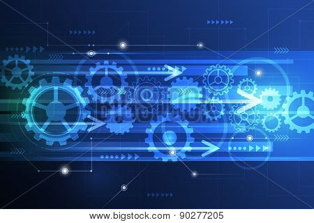 Vector Abstract Futuristic Gear Wheel Engineering On Circuit Board