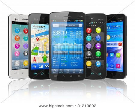 Set of touchscreen smartphones