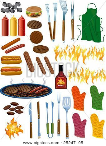 BBQ-Items vectorillustratie