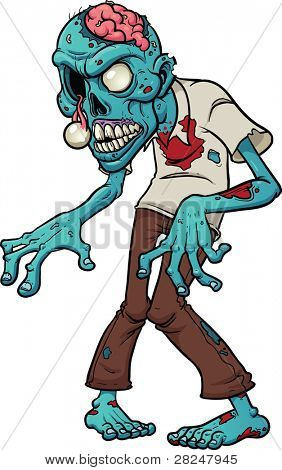 Cartoon zombie. Vector illustration with simple gradients.