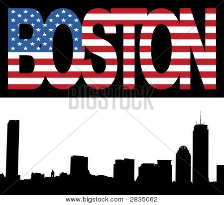 Boston Skyline With Flag Text