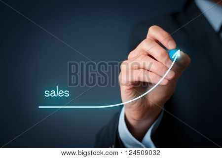 Increase company sales concept. Businessman plan sales growth.