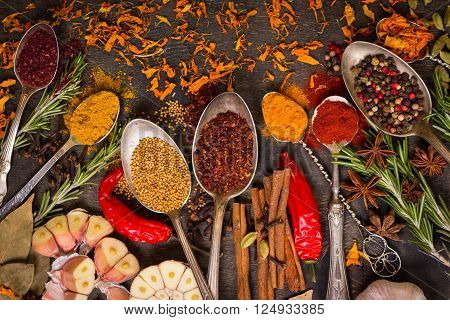 Set Of Various Aromatic Colorful Spices