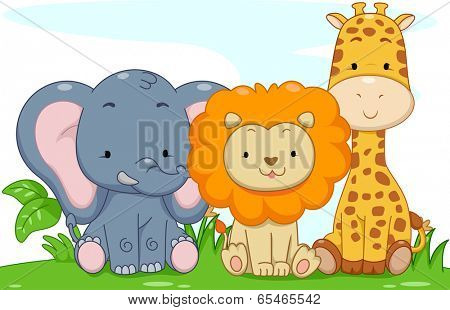 Illustration Featuring Cute Baby Safari Animals