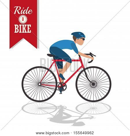 Isolated man riding bike icon. Healthy lifestyle racing ride and sport theme. Vector illustration