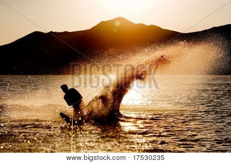 Silhouette of a water skier