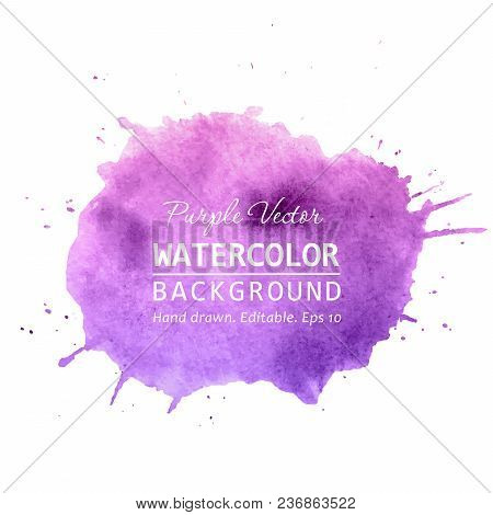 Purple Paint Splatter Background Vector. Watercolor Splatter Vector Background For Text, Banner Labe