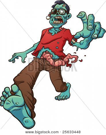 Walking zombie wearing glasses. Vector illustration with simple gradients. All in a single layer.