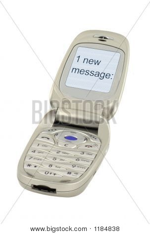 Mobile Phone With One New Message Text