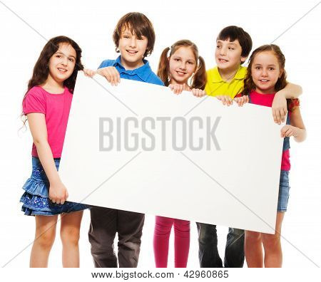 Kids Showing Blank Placard