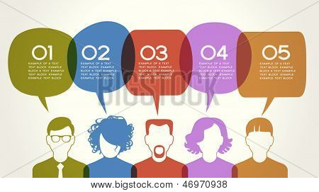 People Chatting. Vector illustration of a communication concept, relating to feedback, reviews and discussion. The file is saved in the version AI10 EPS. This image contains transparency.