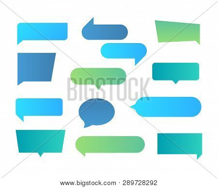 Thought Shapes. Text Chat Speech Rectangular Bubbles, Conversation Talk Shape, Dialog Flat Shape. Ve