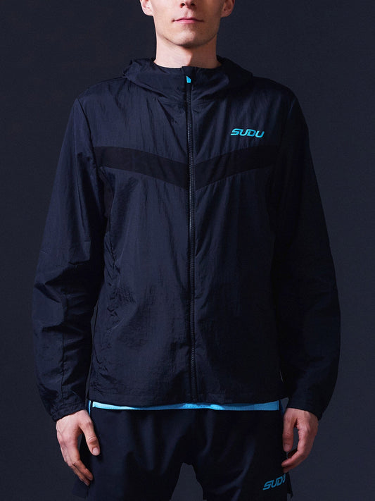 SUDU SRJ L 01 Run Lightweight Jacket - Black/Light Blue Jacket