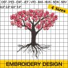 Tree Valentine Embroidery Designs, Love Heart Embroidery Pattern, Valentine Embroidery Design