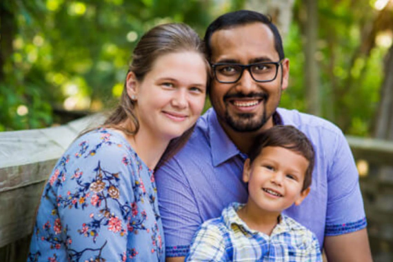 Syed Balkhi, Amanda Balkhi (wife), and Solomon Balkhi (son)